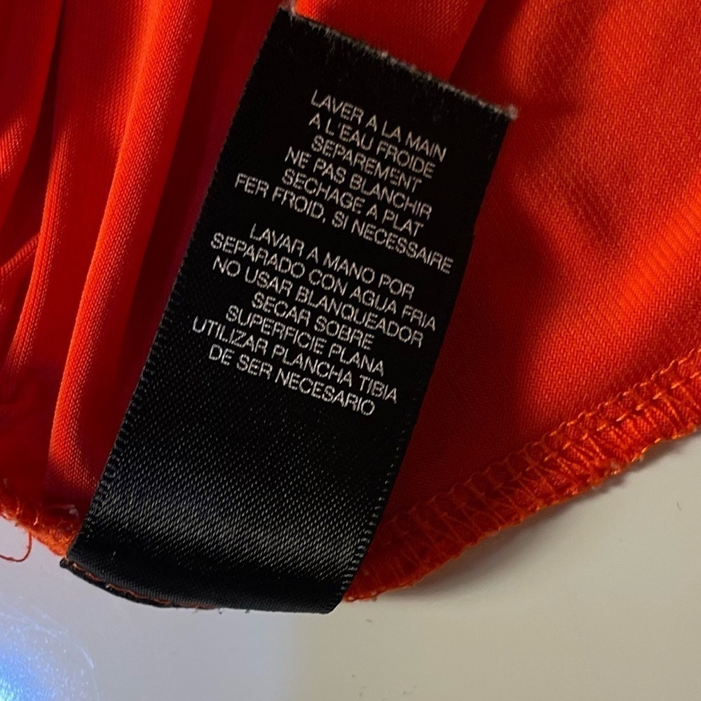 KENNETH Cole Bold Orange Faux Wrap Tank Top Medium Stretchy Flattering Travel - Picture 9 of 12